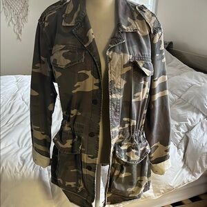 Frame Denim Utility Jacket Green and Tan Military-Inspired